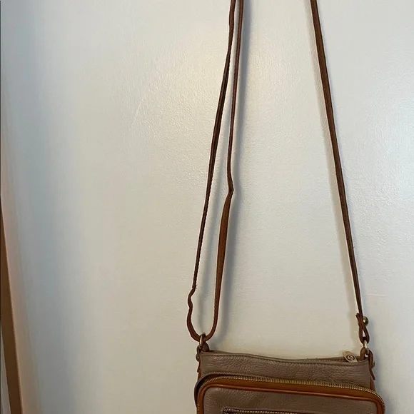 Valentina Cream Crossbody with Tan Trim and Gold Hardware - Picture 12 of 14
